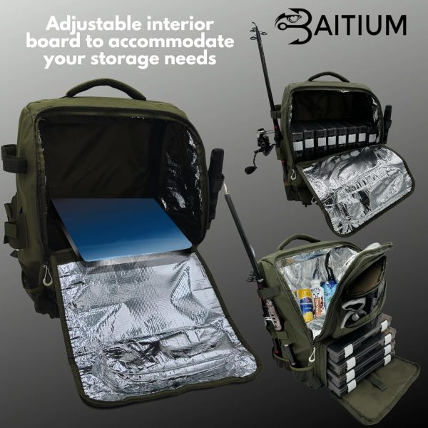 Fishing Backpack, Fishing Tackle Backpack With Rod Holders, 40L Tackle Bag - Image 4