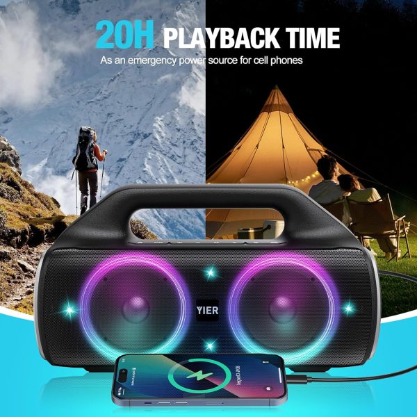 Portable Bluetooth Speakers, 80W Peak Wireless Outdoor Speaker with - Image 8
