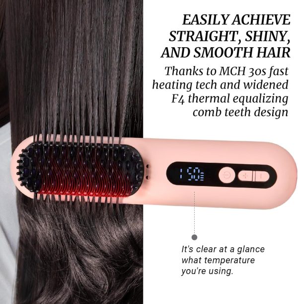 LOWRA ROUGE Hair Straightener Brush, 2 in 1 Negative Ionic Hair - Image 5