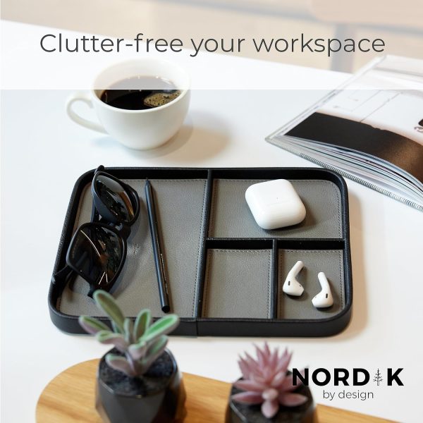 Nordik Leather Valet Tray - Pebble Black - Premium Vegan Leather Stylish - Image 4
