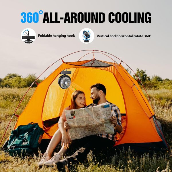 Portable Camping Fan with LED Lantern- 40H Work Time Rechargeable Battery - Image 3