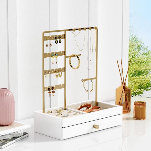 Gold Jewelry Stand Organizer Necklace Holder for Women Girls, Earring Ring - Image 2