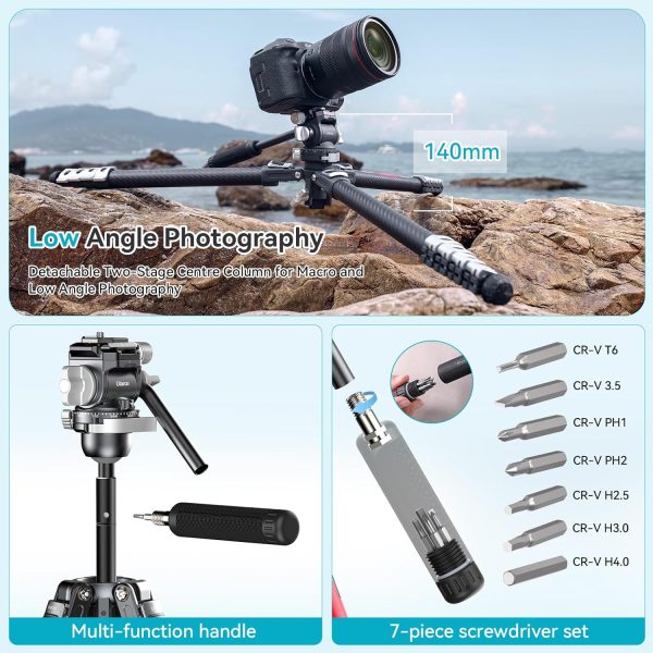 Ulanzi TT09 VideoGo Travel Tripod, 56" Carbon Fiber Camera Tripod with Arca - Image 5