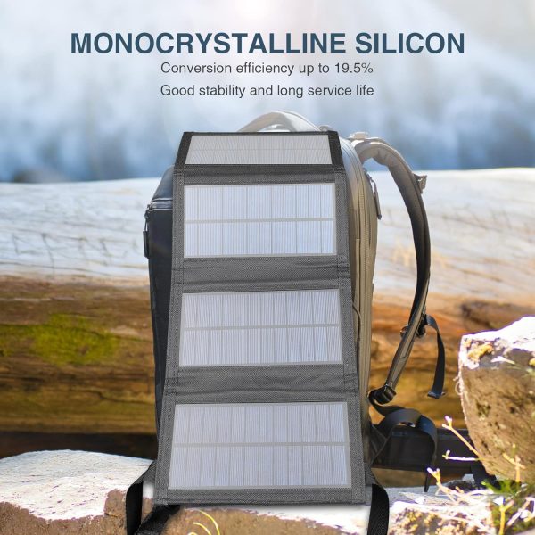 Foldable Solar Panel Charger for Outdoor Camping Solar Battery Charger, - Image 2