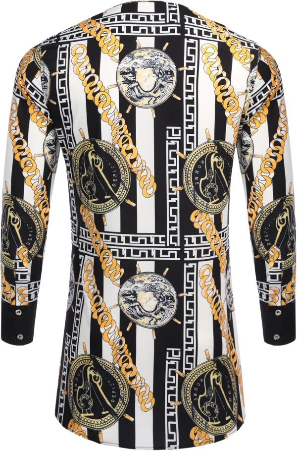 Daupanzees Mens African Traditional Luxury Pattern Printed Button Long - Image 3