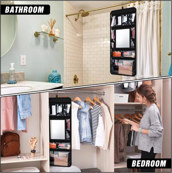 Hanging Toiletry Bag with Mirror Travel Foldable Beauty Bag Dance Bag with - Image 7