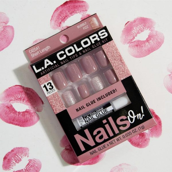 L.A. COLORS Glitzy Girl Nails On! Artificial Nail Tip (carded), Bubbly Fizz - Image 2