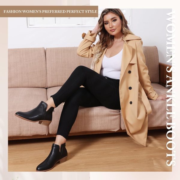 Women's Ankle Boots Low Heels Chunky Fashion Zipper Dressy Booties for - Image 2