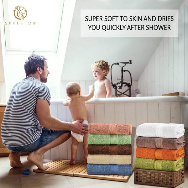 Superior Atlas Cotton 12 Piece Towel Set, Luxury Towels, Heavyweight, - Image 4