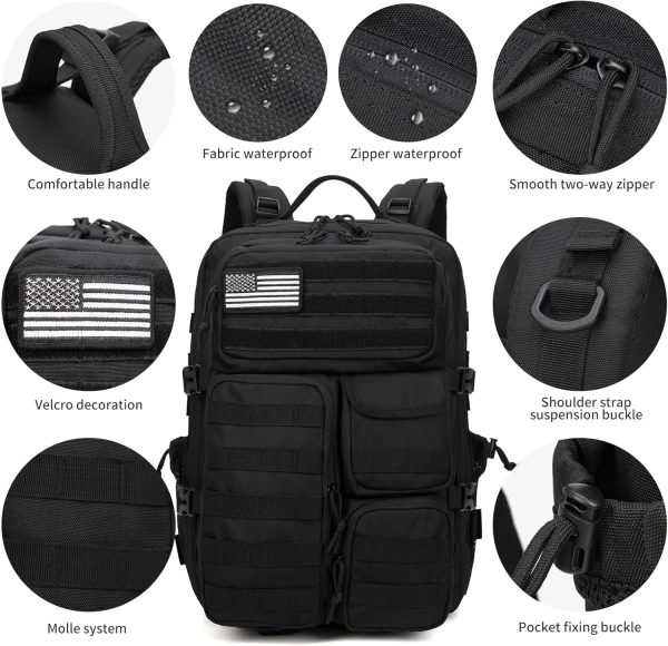 Wotony Tactical Backpack for Men-Military Waterproof Backpack with Multiple - Image 4