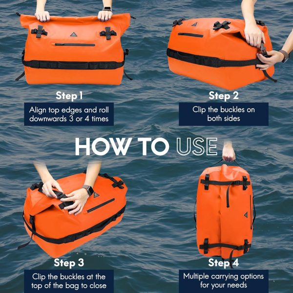 Haimont Large Waterproof Duffel Backpack Roll-Top Heavy Duty Dry Duffle Bag - Image 6