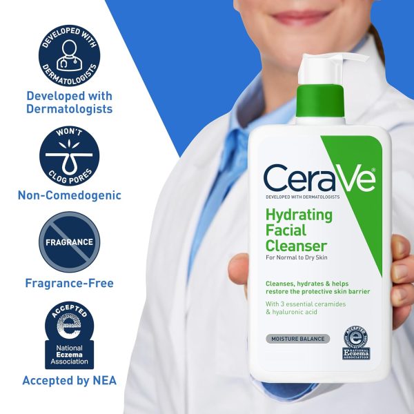 CeraVe Hydrating Facial Cleanser | Moisturizing Face Wash For Dry Skin | - Image 4