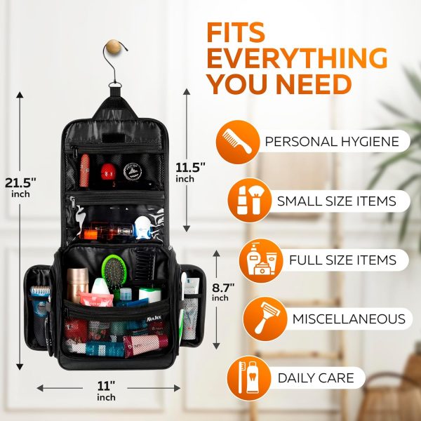 Travel Toiletry Bag for Men and Women - Large Hanging Toiletry Organizer - - Image 4