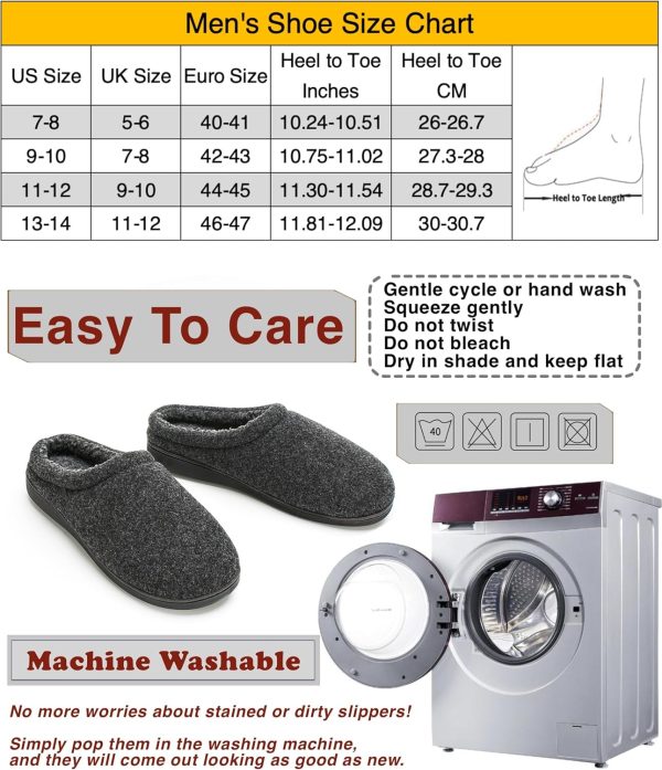 Memory Foam House Slippers for Men Indoor Outdoor Non-Slip Rubber Soles - Image 7