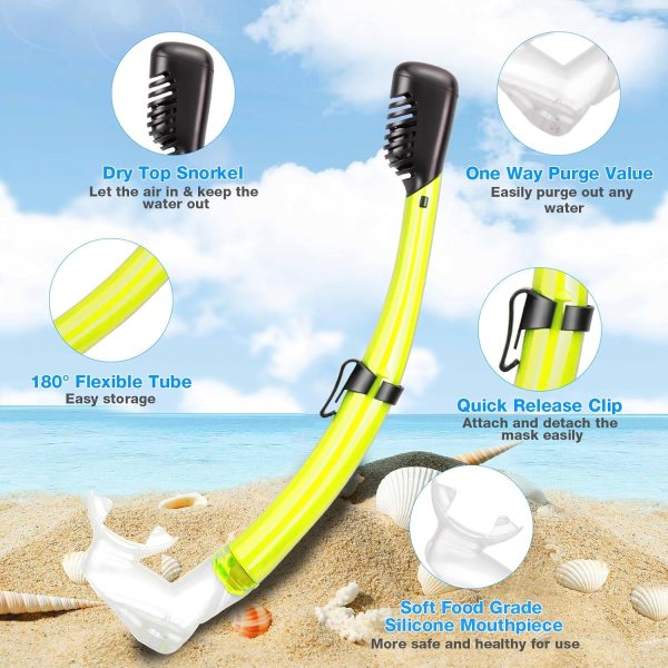 Snorkeling Gear for Adults, Dry Adult Snorkel Set HD Panoramic View Snorkel - Image 5