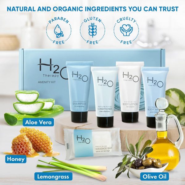 H2O Therapy Amenity & Accessory Kit | 0.85 oz Travel Size Shampoo, - Image 5