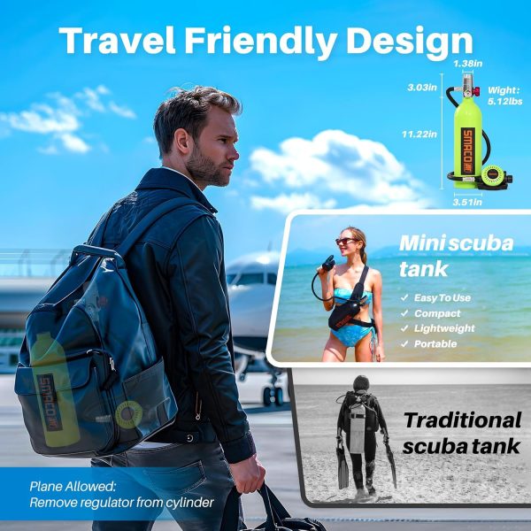 SMACO Scuba Tank Diving Gear for Diver 1L Mini Scuba Tank Small Diving - Image 3