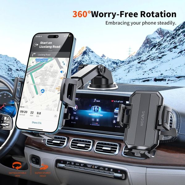 Upgraded 3-in-1 Car Phone Holder Mount [Powerful Suction] Phone Mount for - Image 7