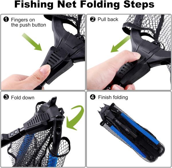 PLUSINNO Fishing Net Fish Landing Net, Foldable Collapsible Telescopic Pole - Image 6