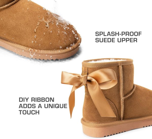 DREAM PAIRS Snow Boots for Women Genuine Suede Faux Fur Lining Water - Image 4