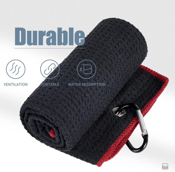 Mile High Life Microfiber Waffle Pattern Tri-fold Golf Towel | Brush Tool - Image 2