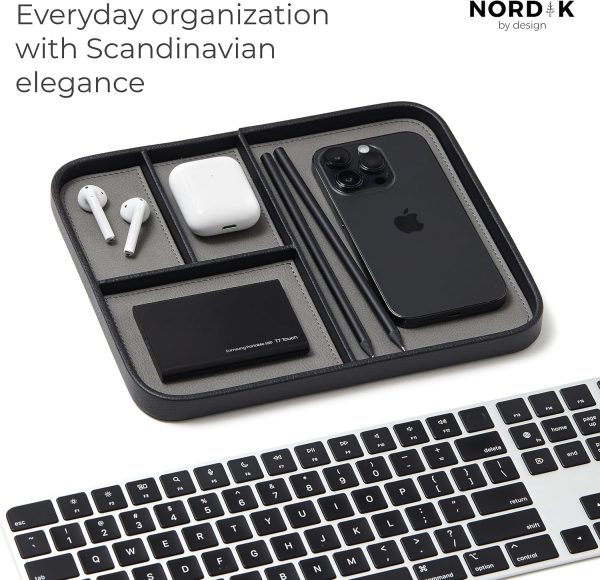 Nordik Leather Valet Tray - Pebble Black - Premium Vegan Leather Stylish - Image 5