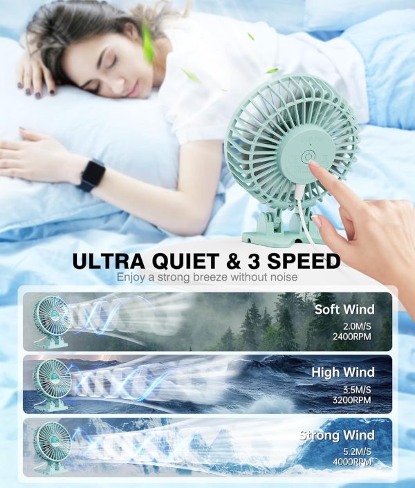 JZCreater USB Desk Fan, Mini Fan Portable, 3 Speeds Desktop Table Cooling - Image 4