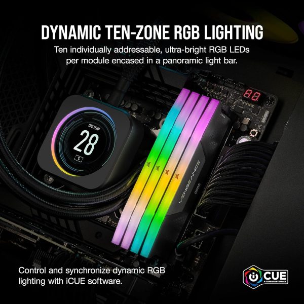 CORSAIR VENGEANCE RGB DDR5 RAM 32GB (2x16GB) 6000MHz CL30-36-36-76 1.40V - Image 3