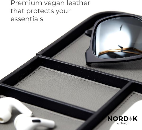 Nordik Leather Valet Tray - Pebble Black - Premium Vegan Leather Stylish - Image 3
