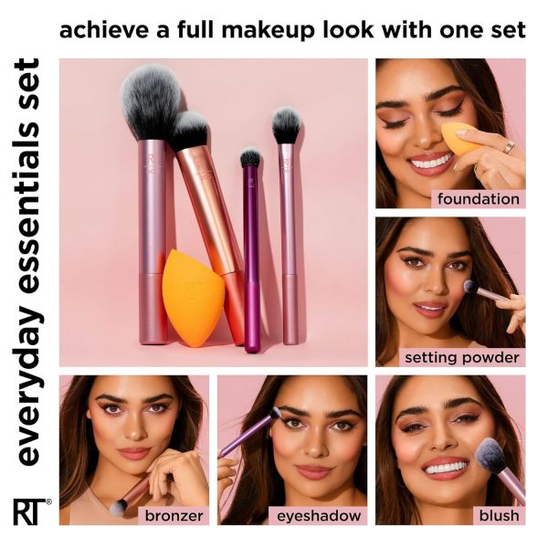 Real Techniques 6 Piece Everyday Essentials Makeup Brush Set, Includes 4 - Image 2