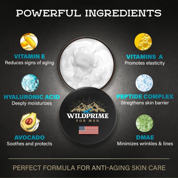 Men's Face Moisturizer Cream - Anti Aging & Wrinkle - Made in USA - - Image 3