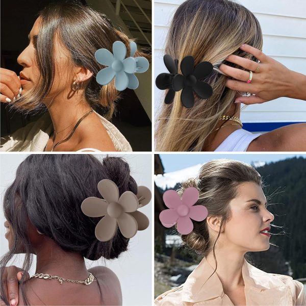 6PCS Hair Clips Set: Matte Large Claw Clips, Cute Daisy Hair Accessories, - Image 7