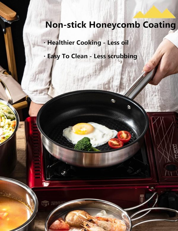 CampPro Camp Cooking Set for 4-8, Stainless Steel Camping Cookware Set, - Image 4