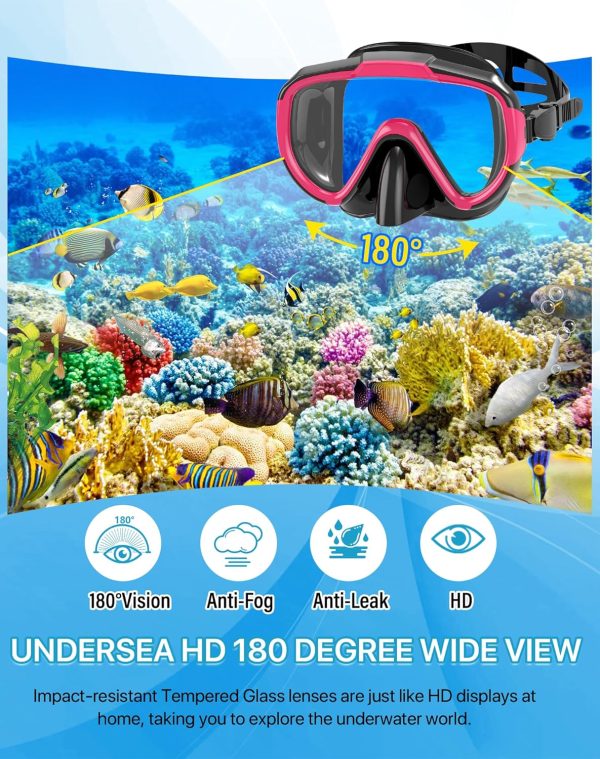 Snorkeling Gear for Adults Men Women,4 in 1 Snorkel Set with Panoramic View - Image 2
