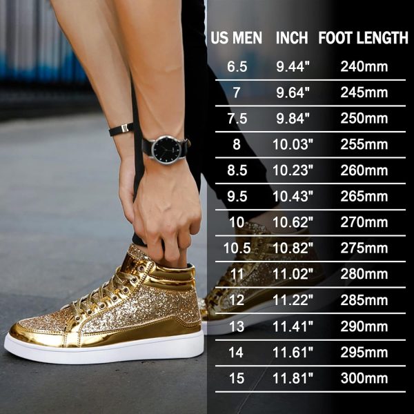 IGxx Glitter Shoes for Men Fashion High Top Casual Sequin Sparkly Sneakers - Image 6