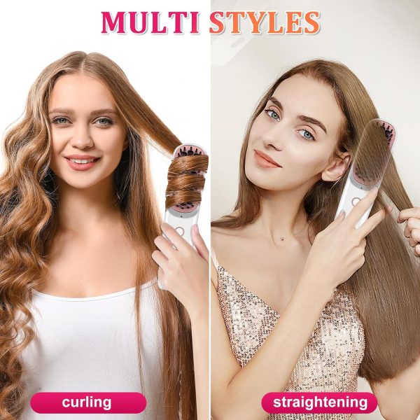 Cordless Hair Straightener Brush, Portable Straightening Brush for Travel, - Image 7