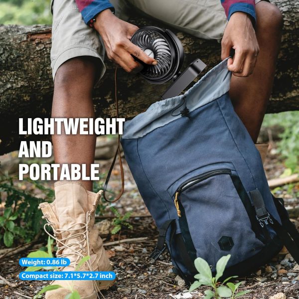 Portable Camping Fan with LED Lantern- 40H Work Time Rechargeable Battery - Image 7