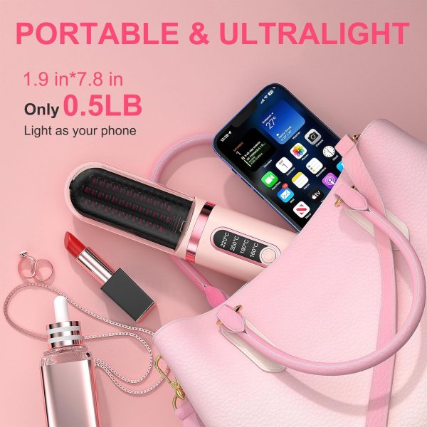 Cordless Hair Straightener Brush for Women, Mini Rechargeable Electric Hot - Image 6