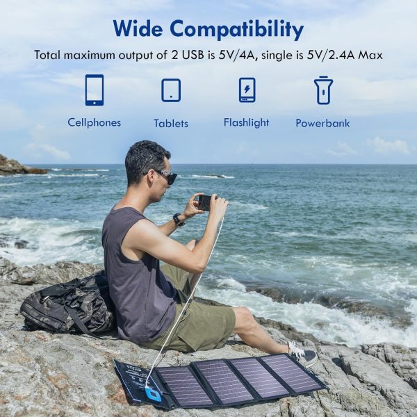 Solar Panels Charger with Digital Ammeter, BigBlue 28W Portable Camping - Image 5