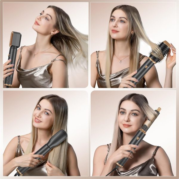 Blow Dryer Brush 6 in 1 Set, Negative Ionic Hair Dryer, Automatic Curling - Image 9