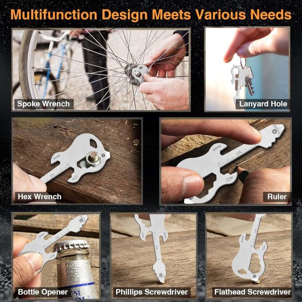 White Elephant Gifts for Adults Men Useful, 12 in 1 Keychain Multi-Tool, - Image 3