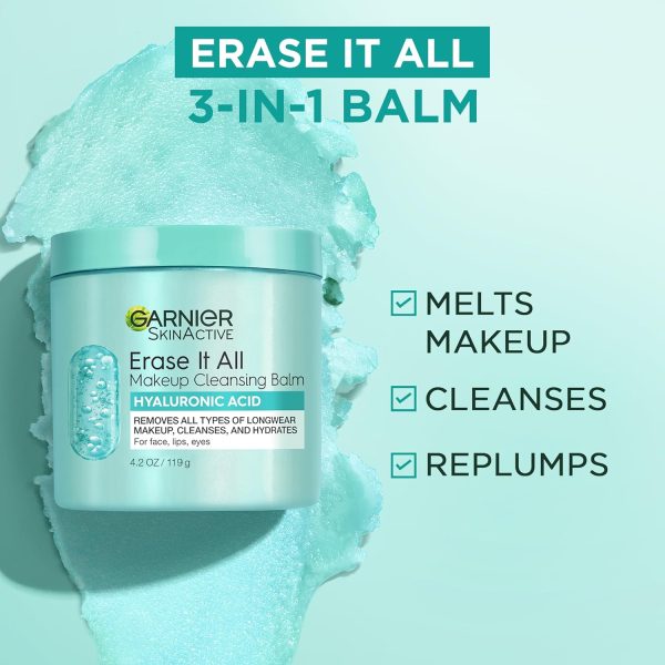 Garnier Erase It All Makeup Cleansing Balm with Hyaluronic Acid, Replumping - Image 2