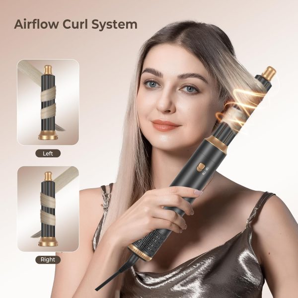 Blow Dryer Brush 6 in 1 Set, Negative Ionic Hair Dryer, Automatic Curling - Image 3