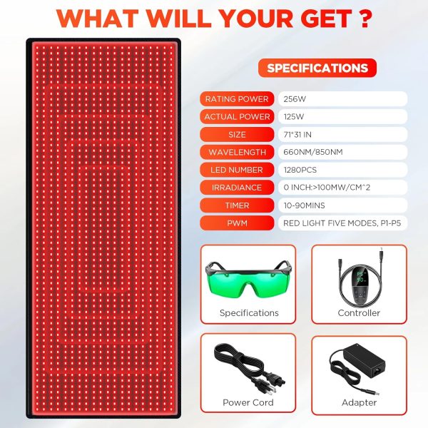 Red Light Therapy Infrared Pad: Pain Relief 1280 LEDs Large Mat for Full - Image 8