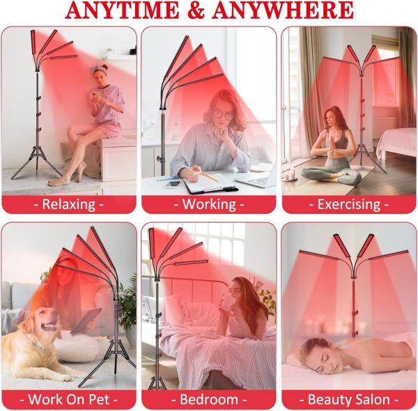 Red Light Therapy Lamp with 4 Heads, 3-in-1 Chip Infrared Light Therapy - Image 5