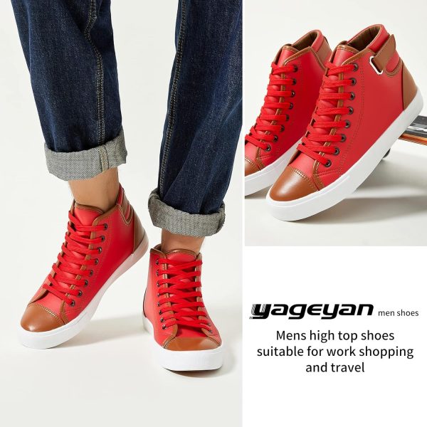yageyan Men White high top Sneakers for Casual Black pu Leather Fashion - Image 5
