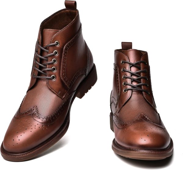 Men's Wingtip Oxford Dress Boots - Fashion Casual Mid Top Chukka Ankle Boot - Image 9