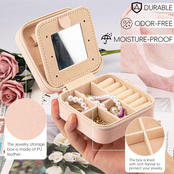 Meschett Travel Jewelry Box with Mirror, Travel Essentials Jewelry Holder - Image 4