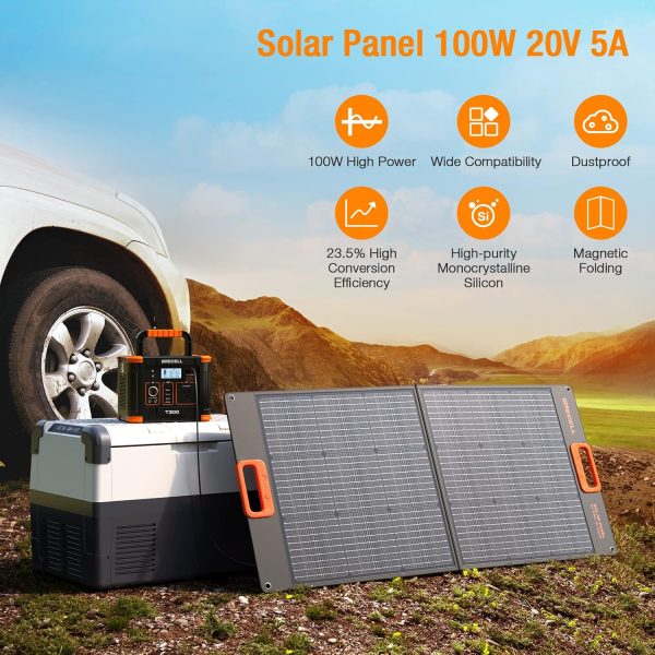 GRECELL 100W Portable Solar Panel for Power Station Generator, 20V Foldable - Image 4