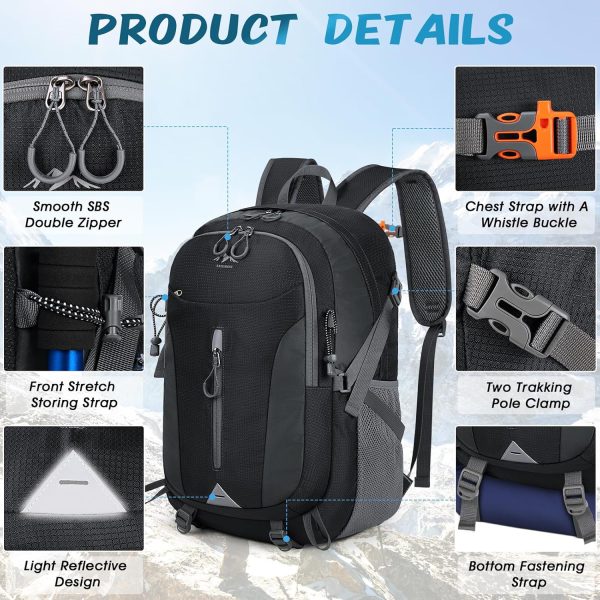 RAINSMORE Hiking Backpack 40L Lightweight Packable Camping Backpack - Image 3